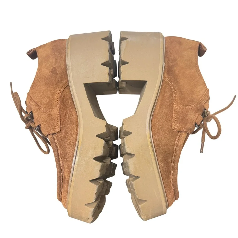 Sam Edelman Monna Lace Up Loafer Women 5.5 Brown Suede Platform Lug Sole - Picture 6 of 14